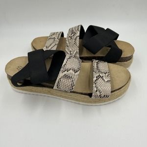 Soho Elite‎ Sandals Womens Size 10 Faux Snake Strappy Espadrille Platform Cork